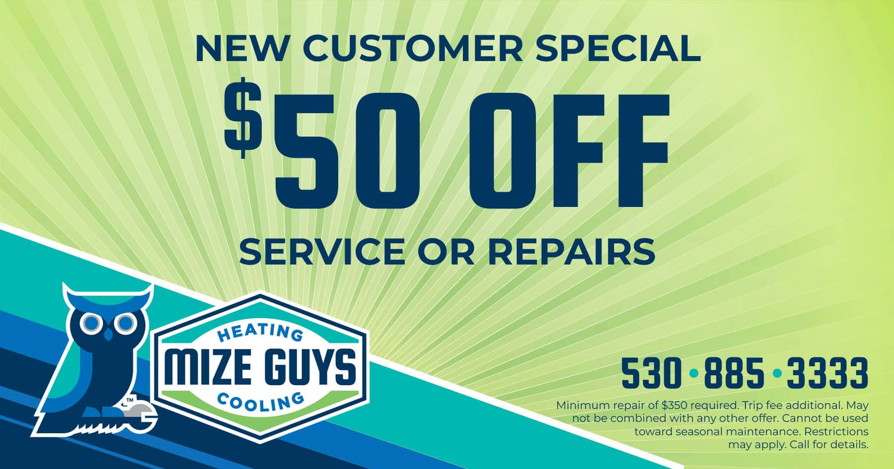 Coupon for  off service or repairs.